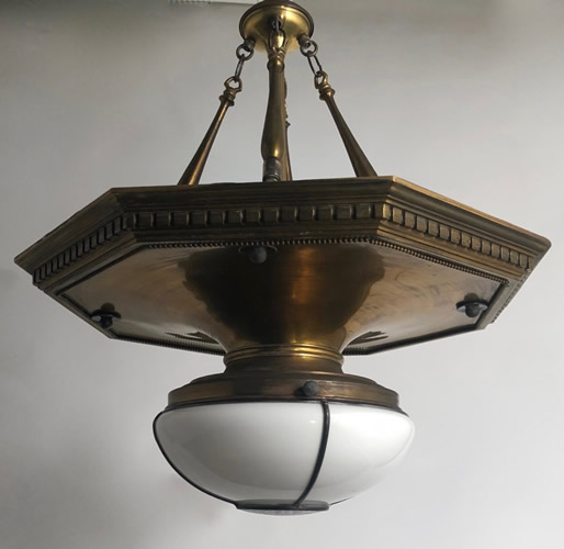 Arts & Crafts Inverted Slag Glass Dome Light